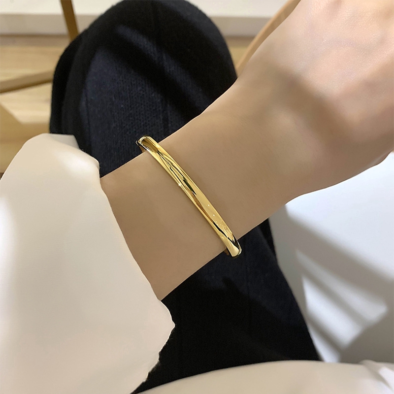 [free gift] Fashion Jewelry Oval Titanium Steel Bracelet 18K Gold  Bangle  Women Gifts