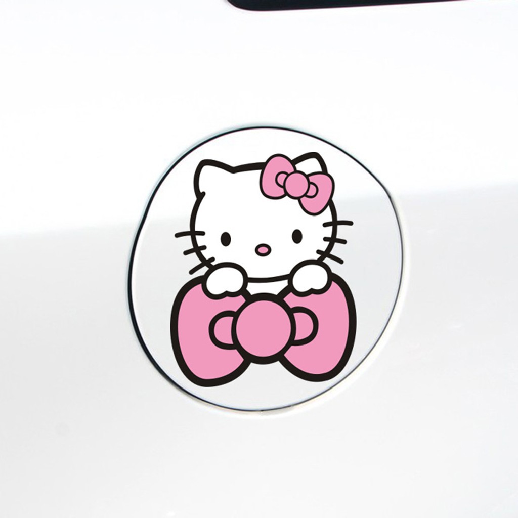 Hello Kitty Bowknot Car Fuel Tank Cap Bumper Window Door Sticker Decals  Styling