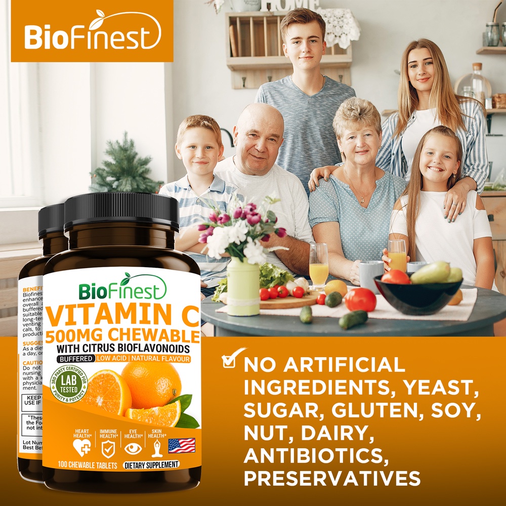 Biofinest Buffered Vitamin C 500mg - Antioxidant Citrus Bioflavonoids ...