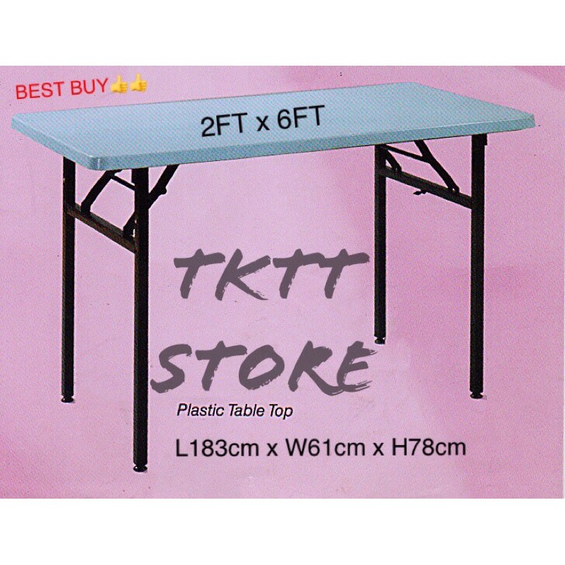 TKTT 3V 2x6 Plastic Top Folding Banquet Table Function Event Study Hall ...