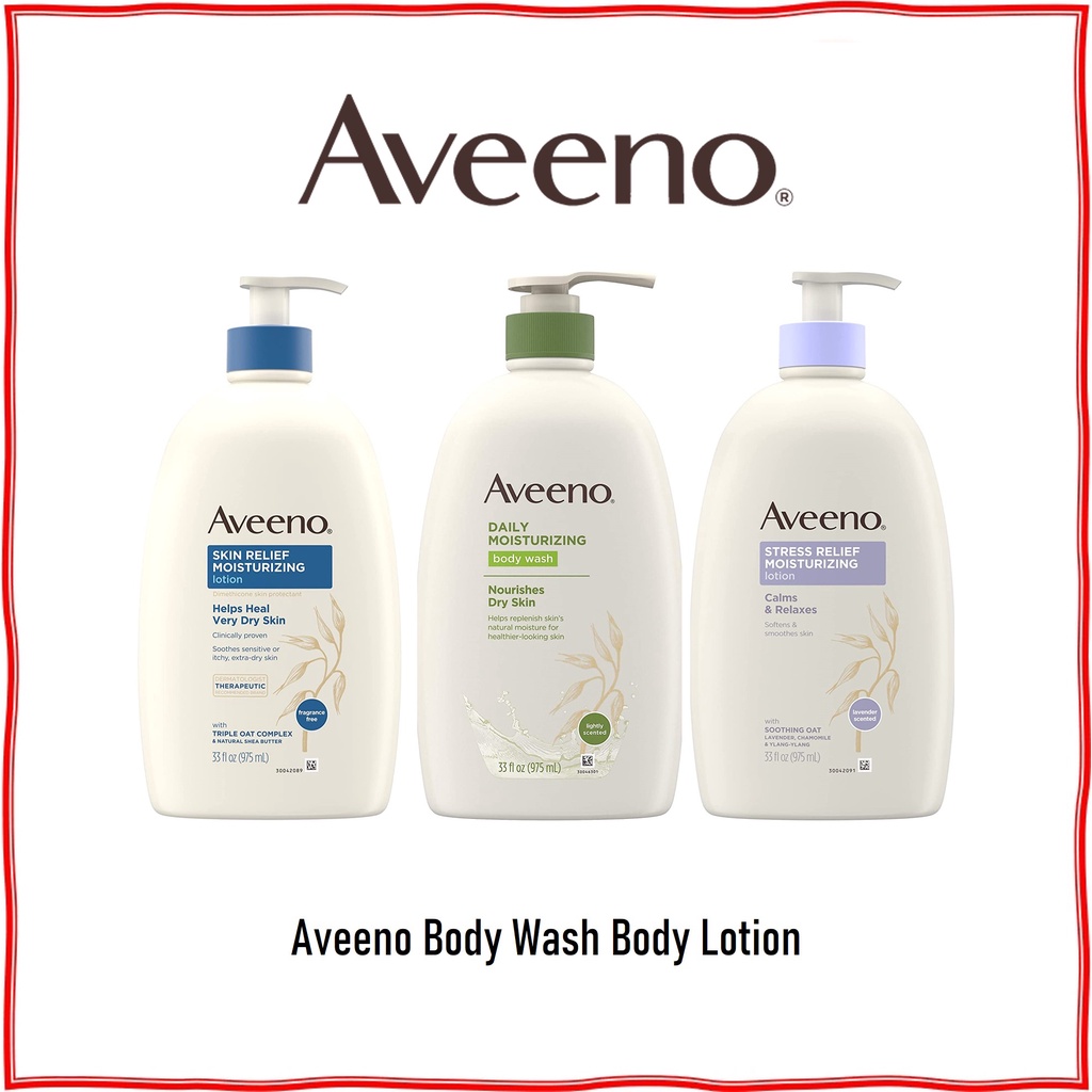 Aveeno Body Wash, Body Lotion, Skin Relief Daily Moisture, Stress