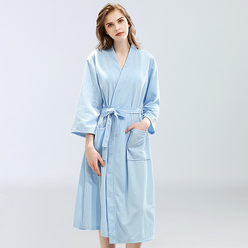 【SG】Waffle Kimono Lightweight Bathrobe Classic Bath Robe Long SPA