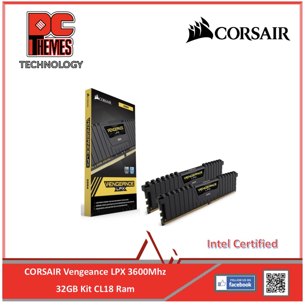 Corsair Vengeance LPX 32GB (2 x 16GB) DDR4 DRAM 3600Mhz C18 Memory