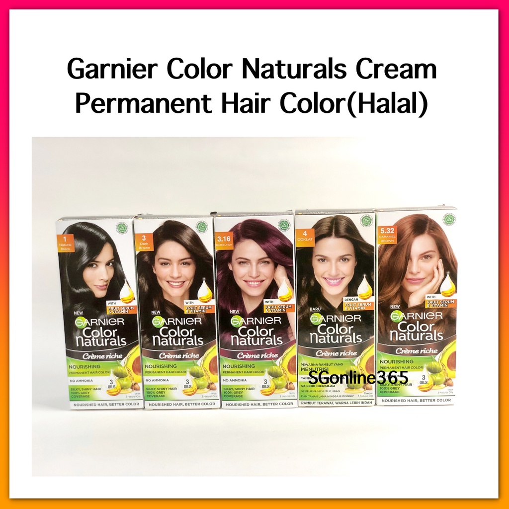 **Garnier Color Naturals Cream Permanent Hair Color**(Halal) Shopee