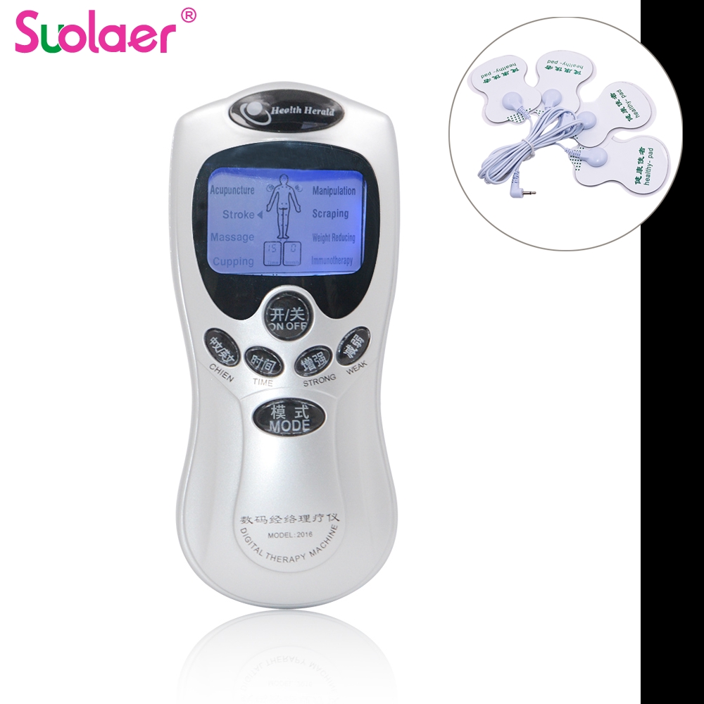 Electric Massager Digital Therapy Machine LCD Screen Full Body 4 Pads 