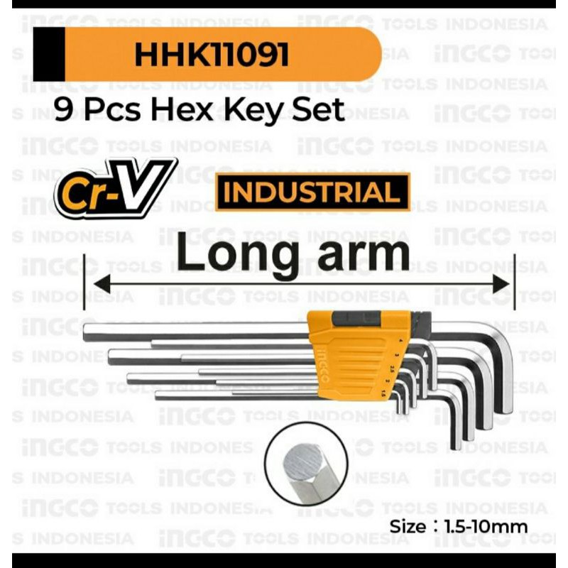 Ingco Long L Key 9pcs Hex Key Set | Shopee Singapore