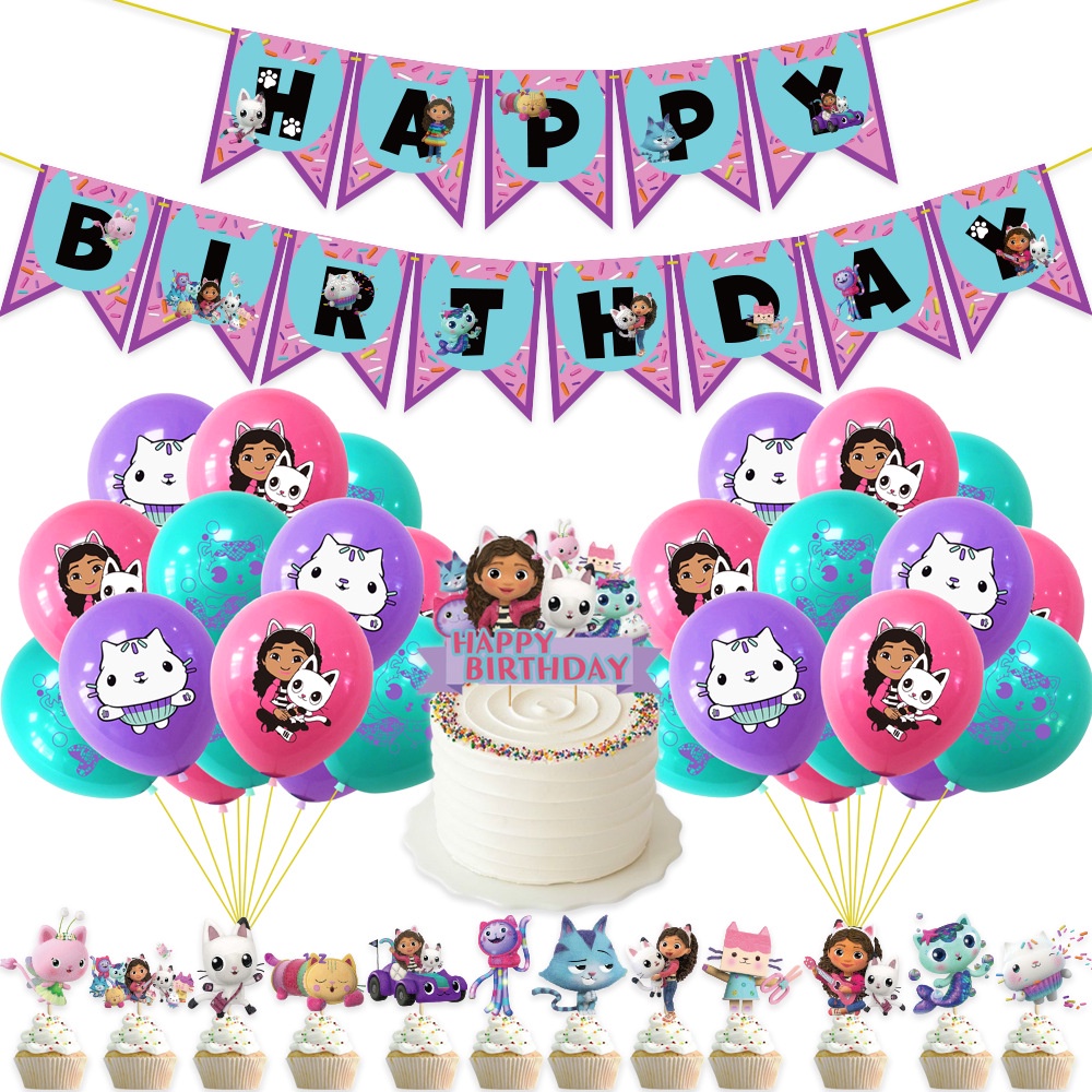 Gabby Dollhouse Birthday Party Balloon Supplies Kids Girl Partys Banner ...