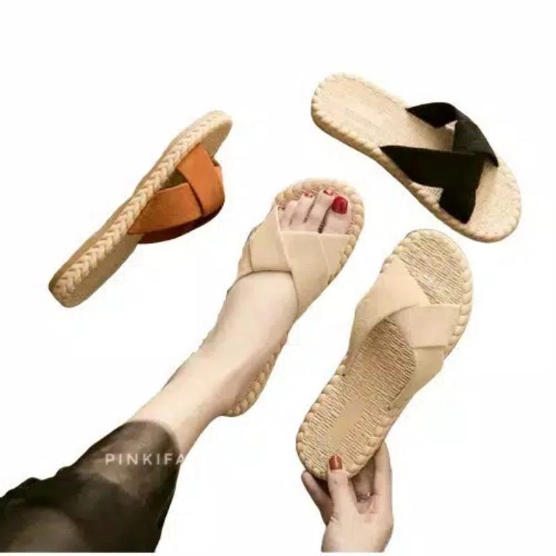 Sandal Etnik Kokop Silang New Bahan Spon - Gambar 4