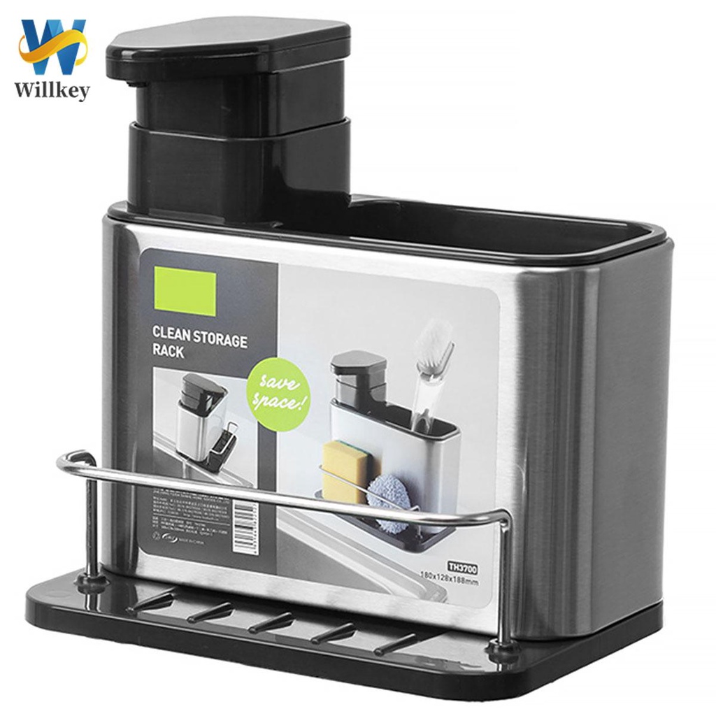 Stainless Steel Sink Caddy with Soap Dispenser 3in1 Kitchen Sink