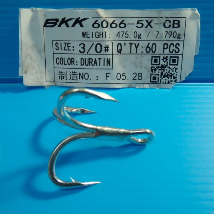 Bulk BKK Black King Kong Treble Hooks Fishing Hook 3/0 6066-5X-CB
