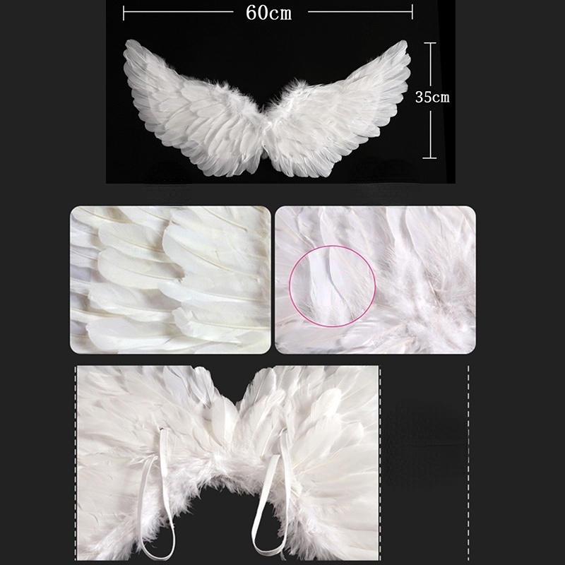 Angel Wings for Kids Girl White Feather Cosplay Costume Set Wings for ...