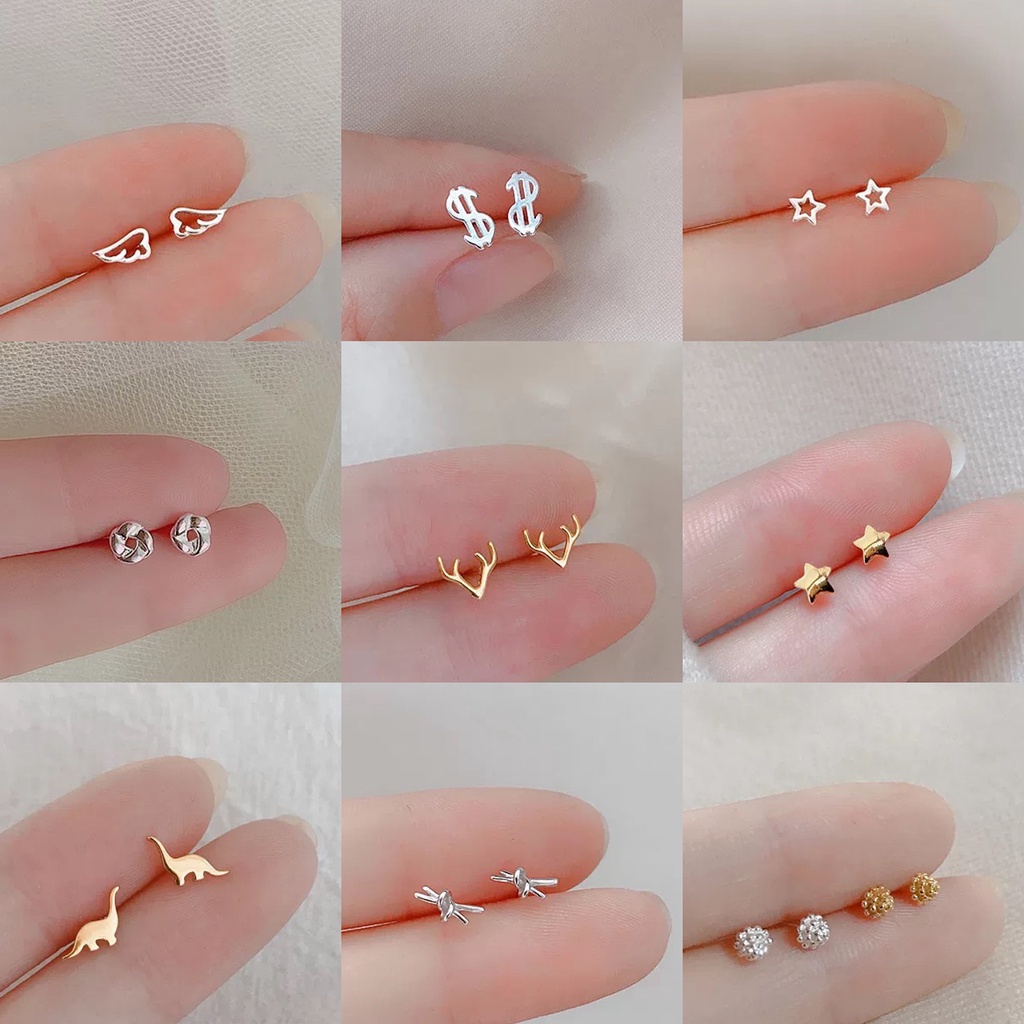【Ready Stock】S925 Sterling Silver Pin Mini Earrings for Women Korean Fashion Jewelry Accessories Stud Earring for Girls Student