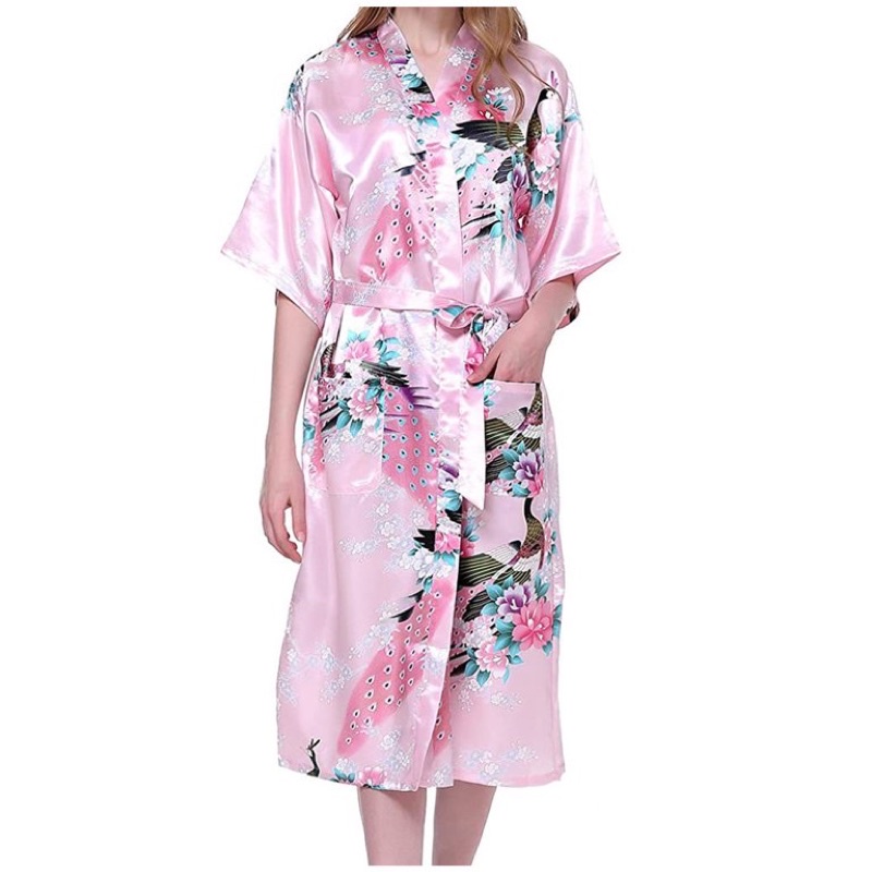 Peacock Kimono 17colours SG Stock Woman Pajamas Home Sleep Wear