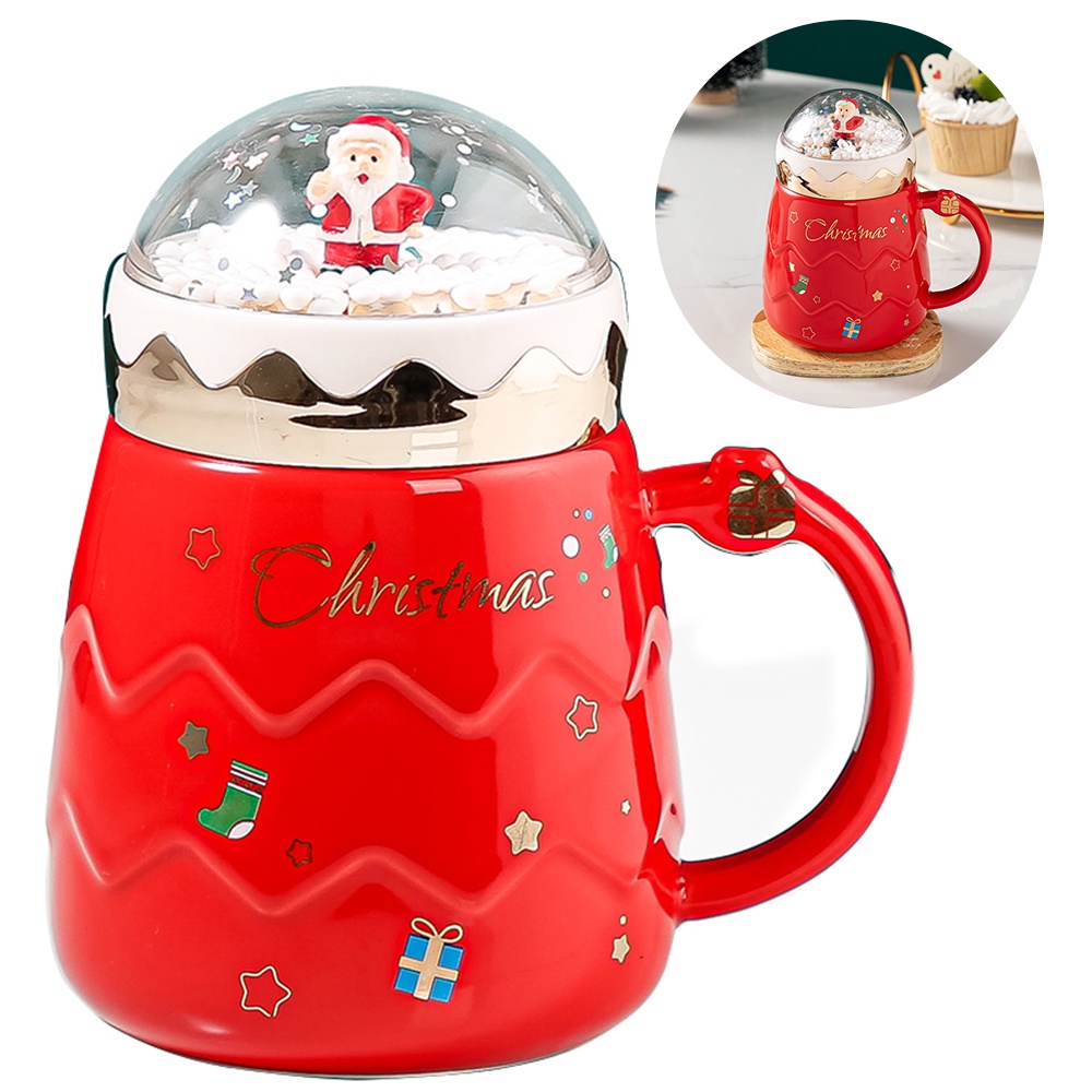 500ml Cute Christmas Mugs Couples Ceramic Santa Claus Figurines With ...