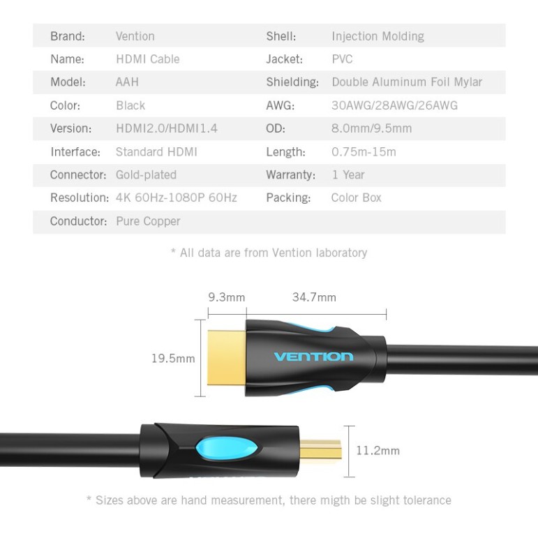 Vention AAO Kabel HDMi Male to Male - 10 Meter - Gambar 4