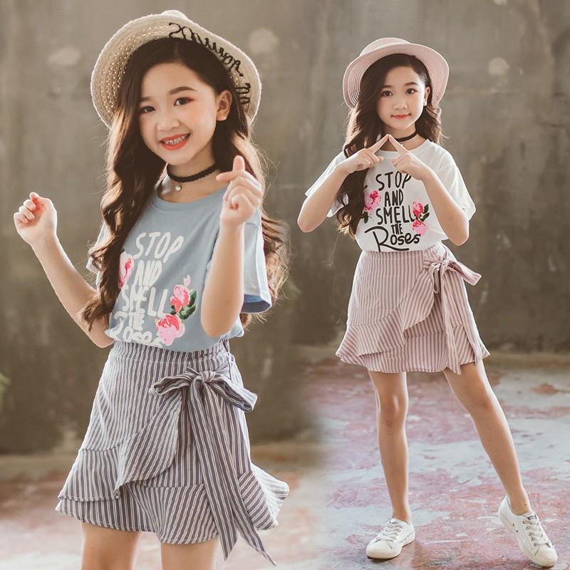 Angugu Children's Fashion 2PCS（Blouses+Pants）High Quality Korean Style Pants  for Kids Girl Casual Clothes 3 To 4 To 5 To 6 To 7 To 8 To 9 To 10 To 11 To  12