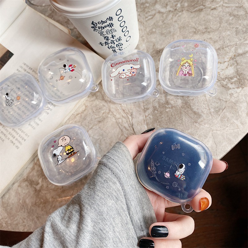 For Samsung Galaxy Buds Live/Pro/Buds 2 Bluetooth Earphone Case Transparent Cute  Astronaut Cartoon Snoopy Soft TPU Case Anti-fall Dust-proof Protective Cover