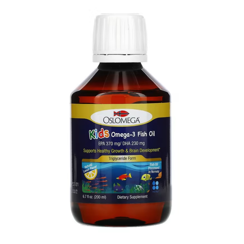 Oslomega, Norwegian Kids Omega-3 Fish Oil, Natural Lemon Flavor, 6.7 fl ...