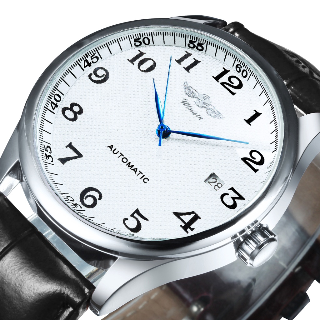 WINNER Men Business Automatic Mechanical Time Master Leather Strap ...