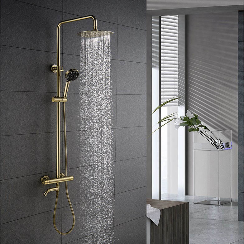 MUDE Copper brushed golden thermostatic shower set bathroom nozzle ...