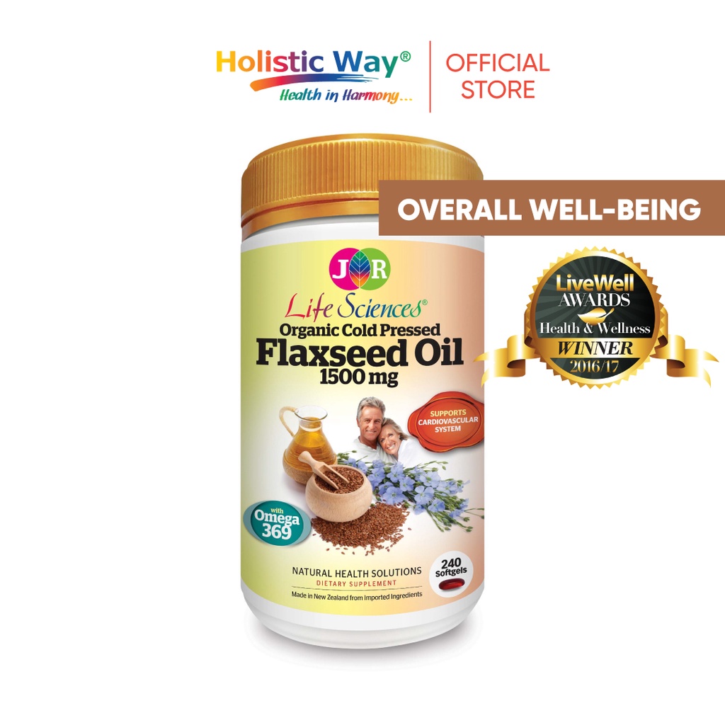 JR Life Sciences High Strength Organic Cold Pressed Flaxseed Oil 1500mg (240 Softgels) Shopee