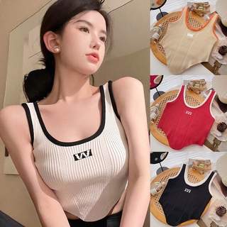 White Knitted Round Neck Women T-Shirt Sexy Sleeveless Camisole Crop Top  Woman Tight Stretch Tank Top Ladies Tee Top Streetwear - AliExpress
