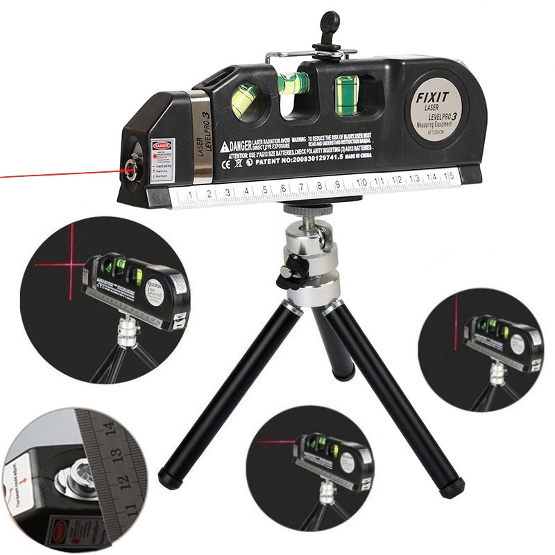 Multipurpose Laser Level Horizon Vertical Measure Line 8ft Measure Adjusted Standard and Metric Rulers