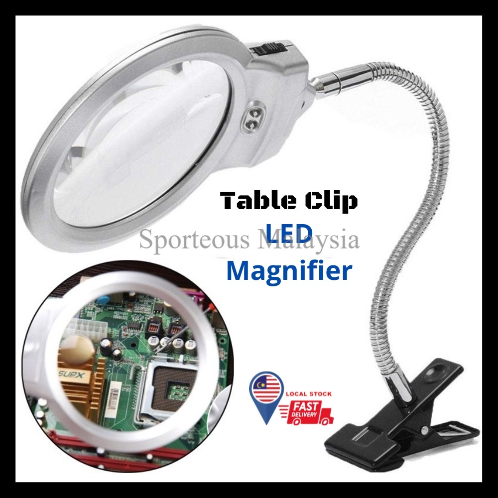 Table Clip Magnifier with LED Light Kanta Pembesar Desk Standing ...