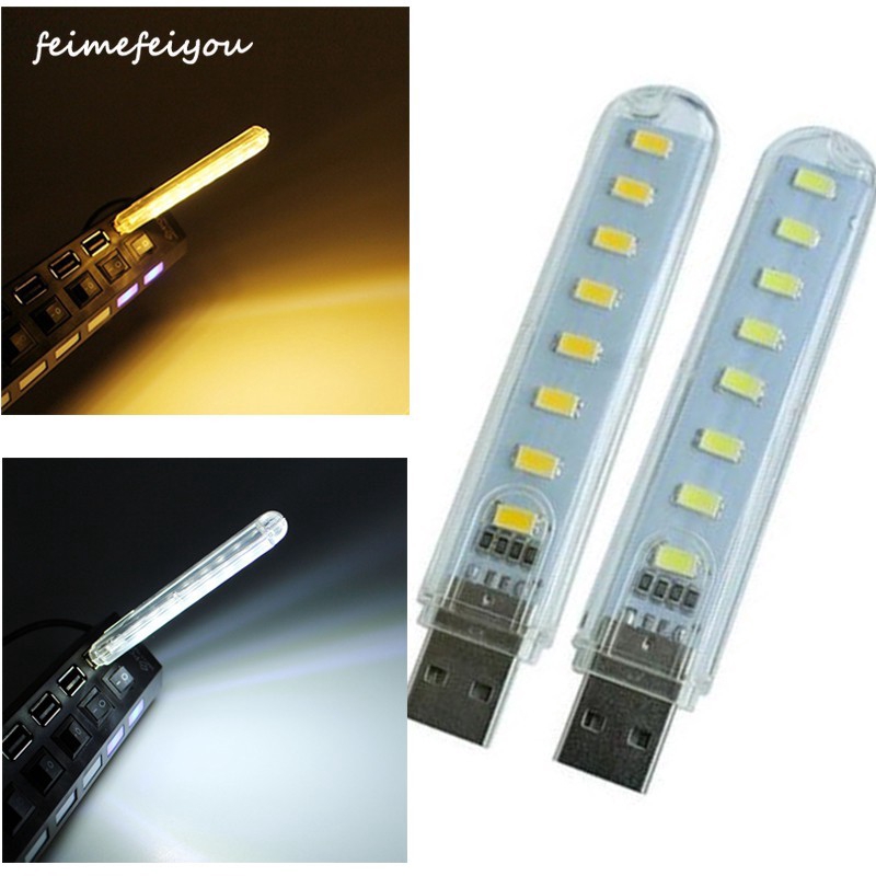 8 LED USB Mini Portable Bright Night Lights for Laptop Power Bank PC ...