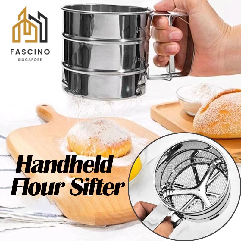 【SG】Handheld Baking Flour Sifter Baking Sieve Duster with Fine Mesh ...