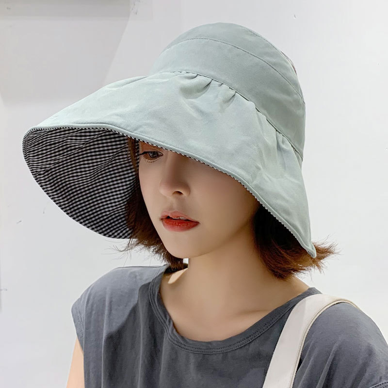 Women's double-sided fisherman hat big brim hat sunscreen sun hat empty ...