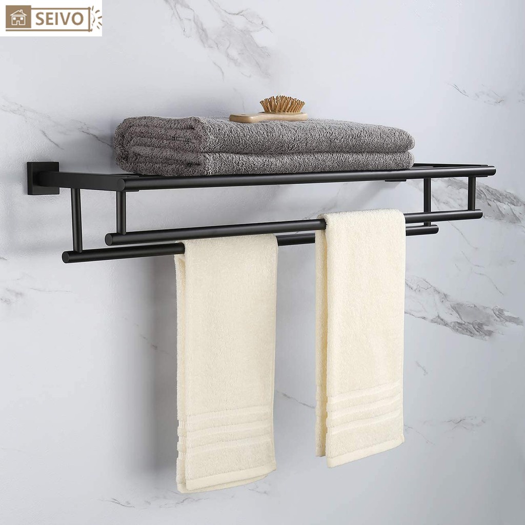 Lengthen 70cm Bathroom Towel Rack with Double Towel Bar 30-Inch Towel Shelf  SUS304 Stainless Steel | Shopee Singapore