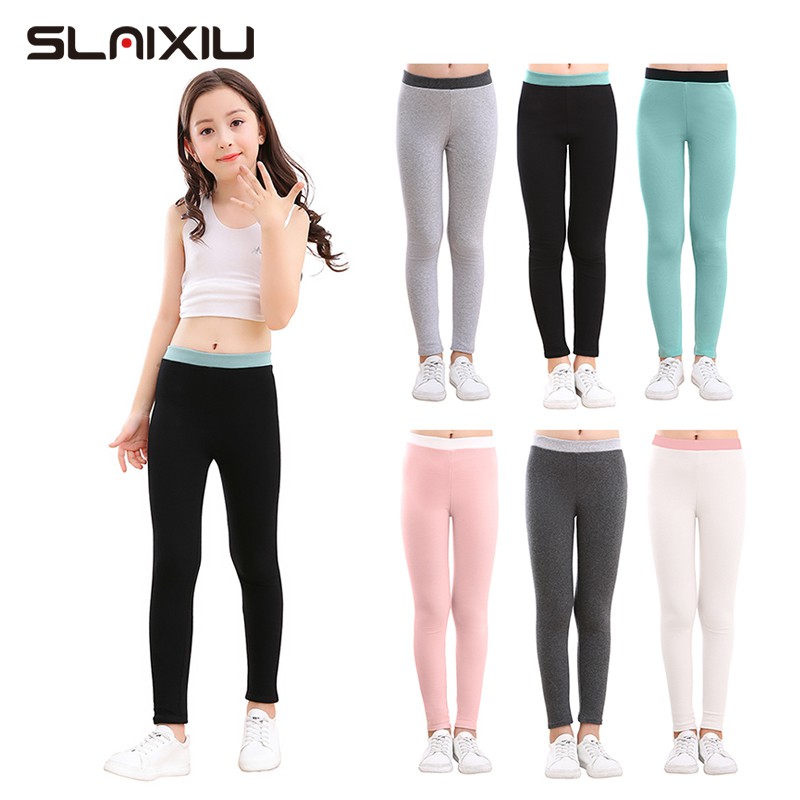 SLAIXIU Teens Girl Leggings Autumn Warm Cotton Skinny Pencil Kids Pants for  3-12Y Children (1pcs)