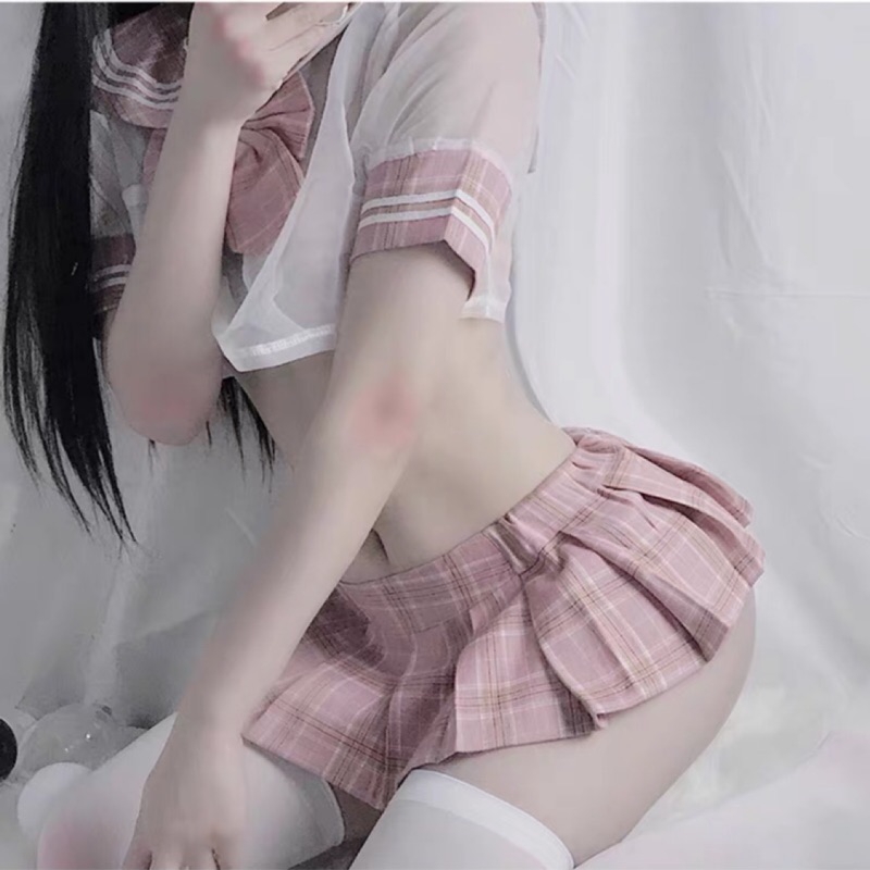 Japanese School Uniform Women Sexy Lingerie Plaid Skirt Sleepwear