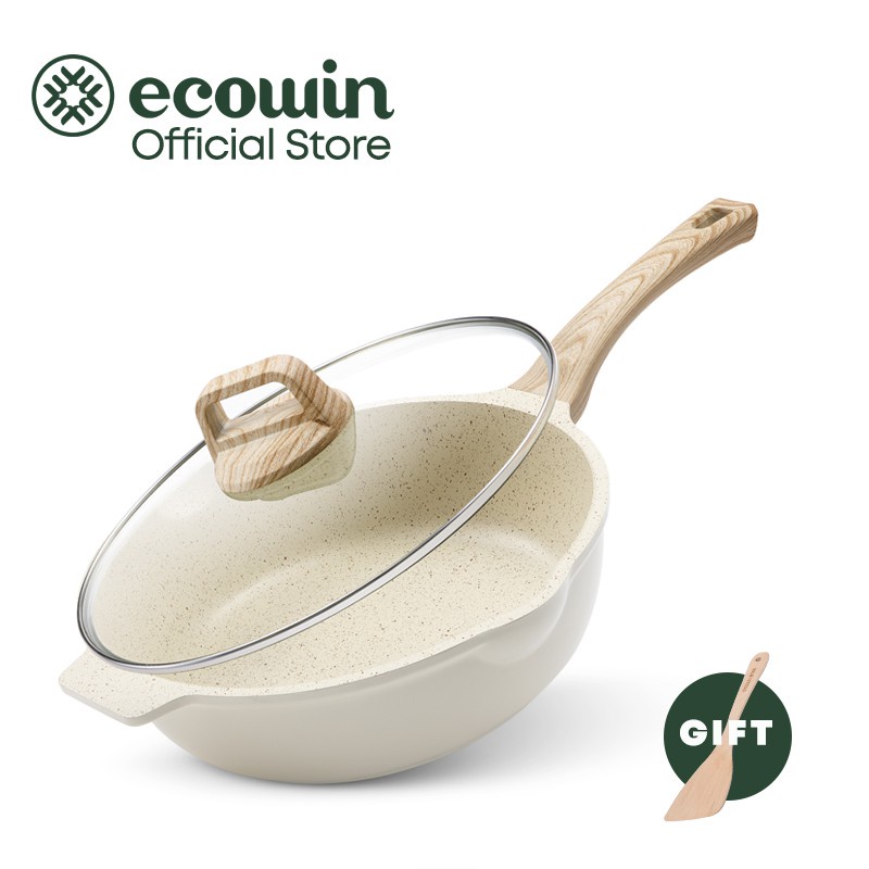Ecowin】Non-stick medical stone frying pan with lid suitable for