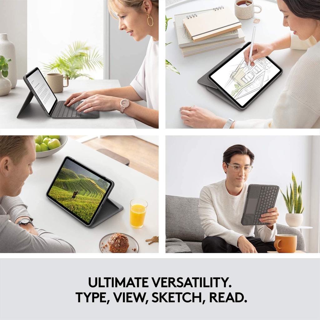 Logitech Folio Touch Backlit keyboard case with trackpad for iPad Air ...