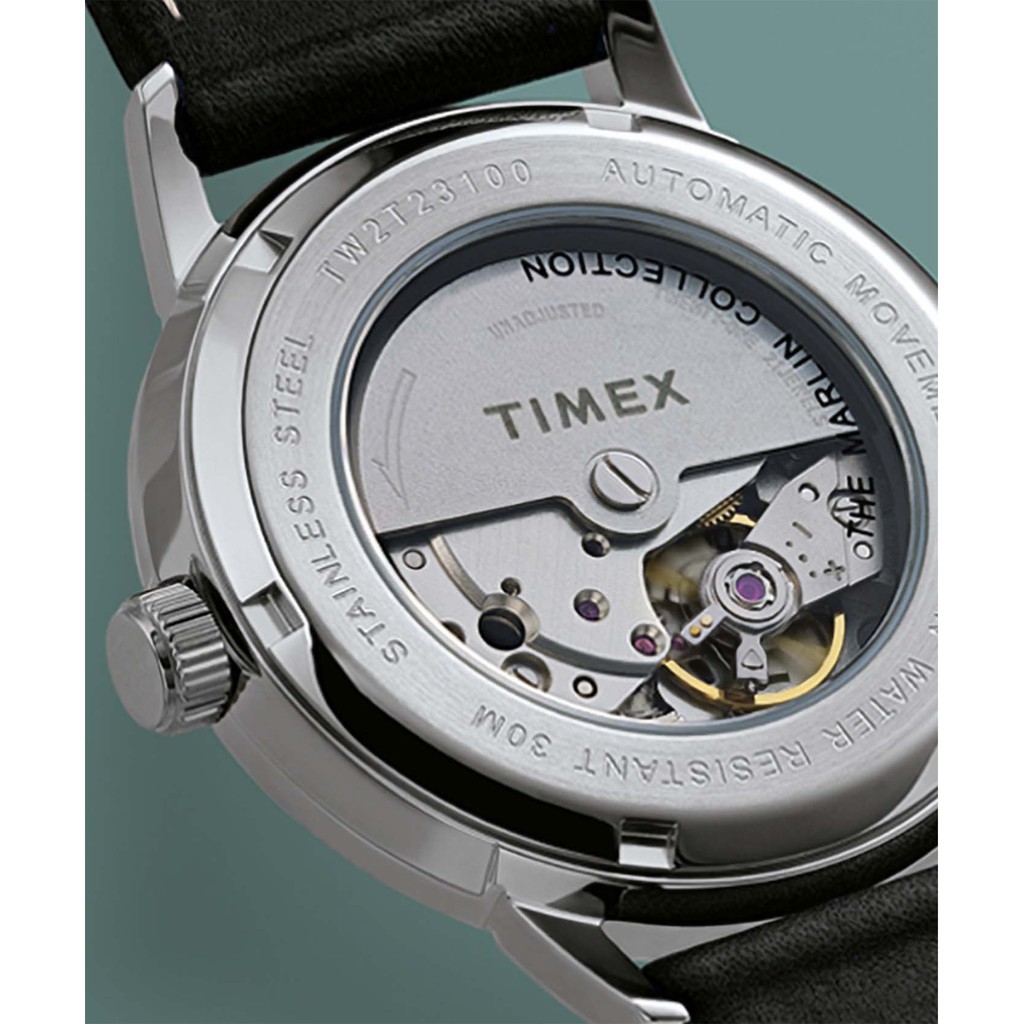 Timex Marlin Automatic 40mm Leather Strap Watch Stainless Steel Brown TW2T23000 Shopee Singapore