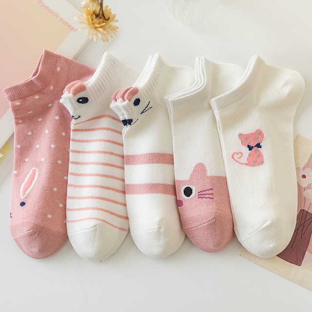 [Random Color] Low Cut Kawaii Women Socks Lovely Cartoon Short Socks ...