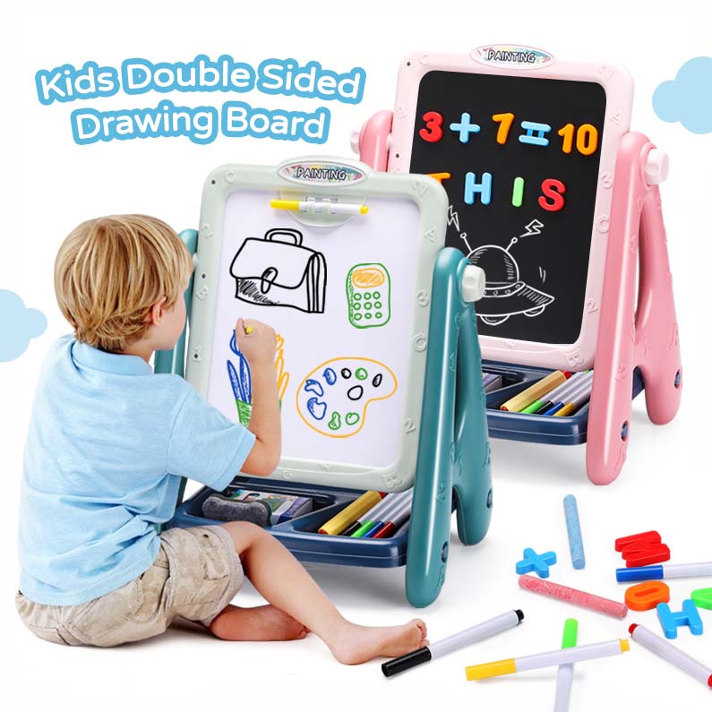Educational Kids Double Side Drawing Board Toy Set With Letter and ...