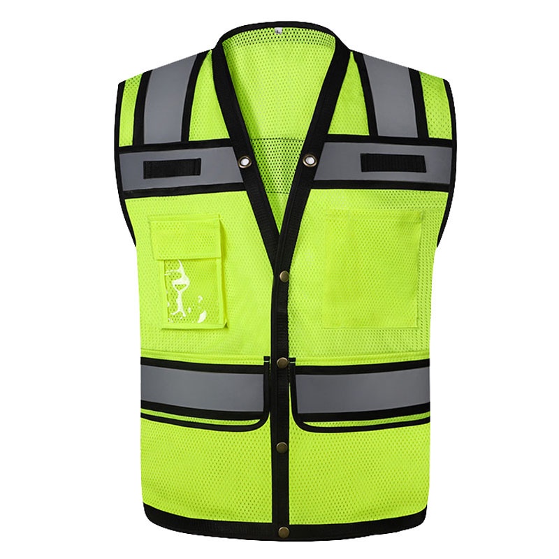 High Visibility Safety Vest Multi Pockets Reflective Mesh Breathable ...