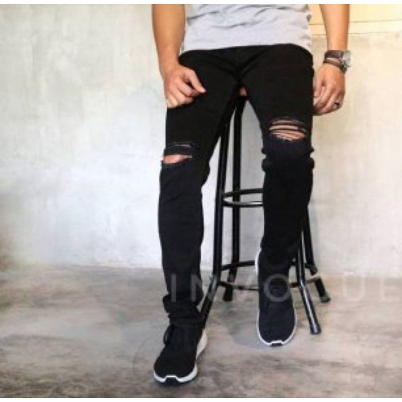 Men's Knee Ripped Pants Size 33-38 (Jumbo Size) | Shopee Singapore