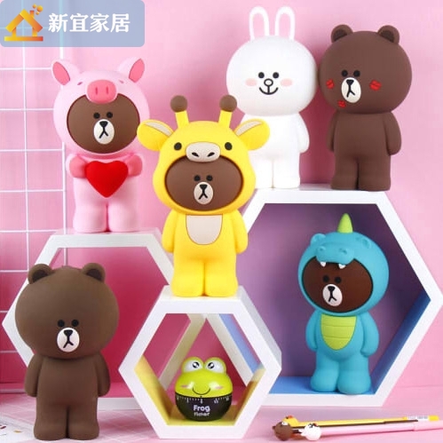 Korea LINE Three-Dimensional Standing Brown Bear Silicone Pencil Case  FRIENDS Creative Cosmetic Bag Storage Cute