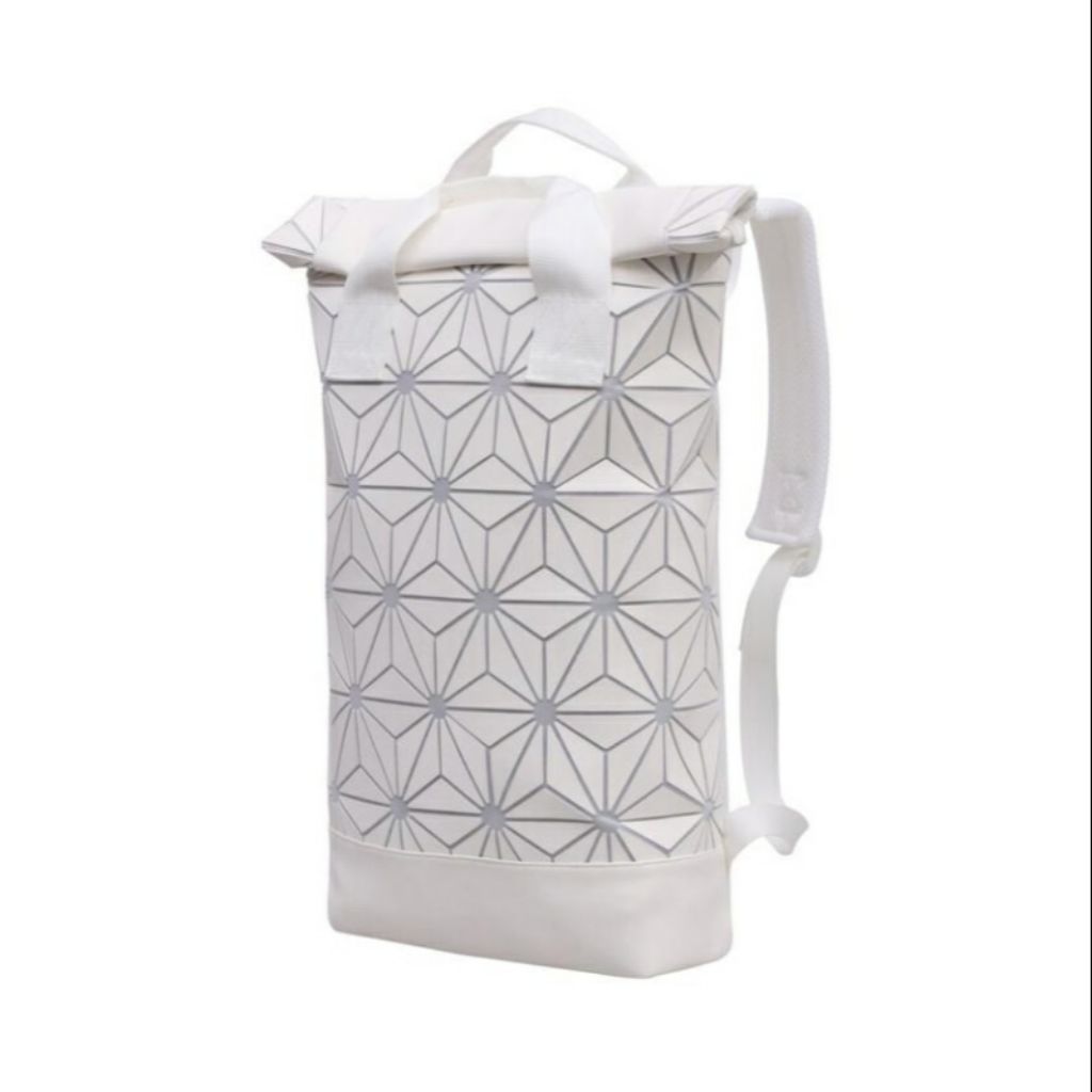 Matte White Mesh Adidas x Issey Miyake BAOBAO Roll Top Backpack Diaper Bag Shopee Singapore