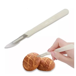 1pc Stainless Steel Bread Lame Dough Scoring Tool With Wooden Handle,  Curved Bread Cutting Razor