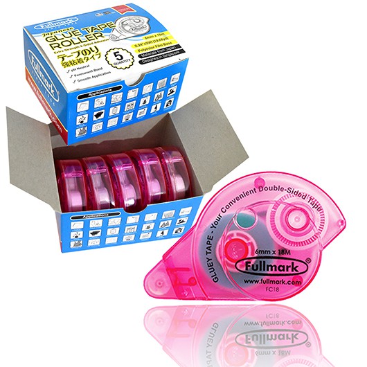 Fullmark Glue Tape / Glue Roller 10pack Pink - 6mm X 18m each