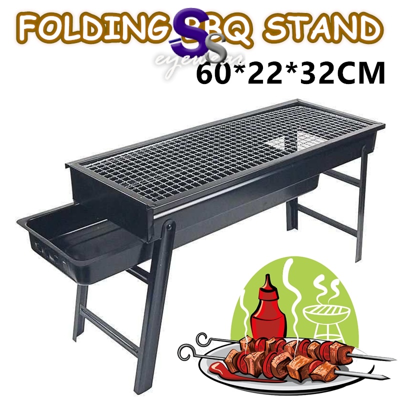 Portable 60CM BBQ Grill Stand With Charcoal Drawer Foldable Outdoor ...