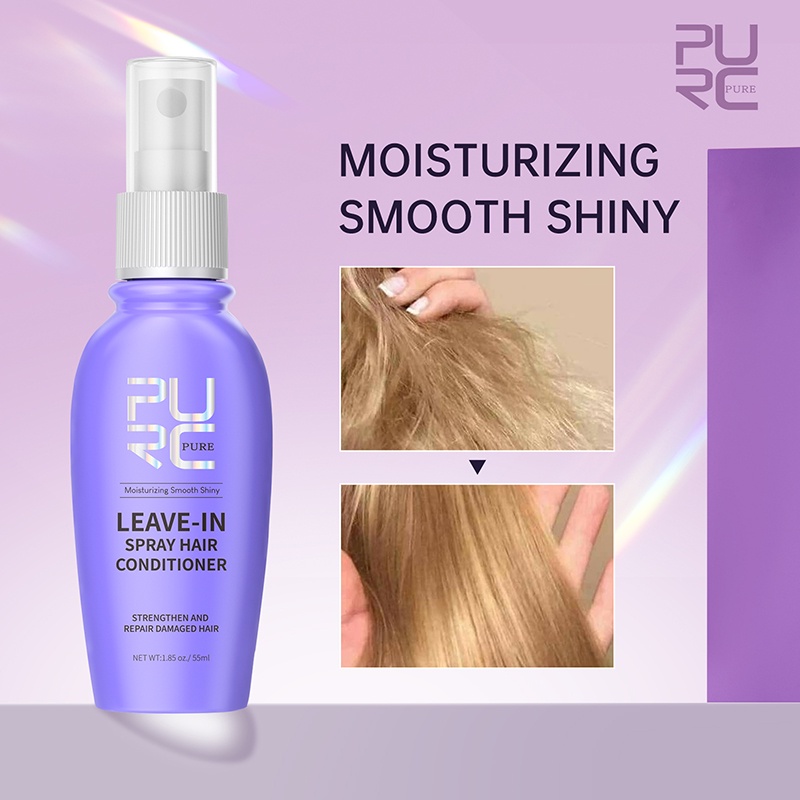 PURC Natural Coconut Oil Leave-In Spray Conditioner Hair Treatment ...