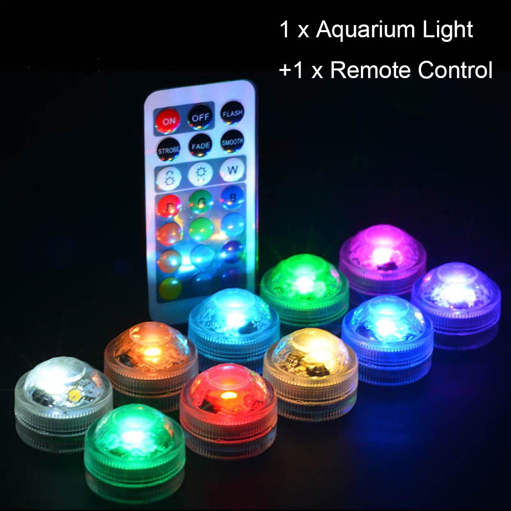 SQ Remote Control Color Change Round Aquarium LED Light Submersible ...