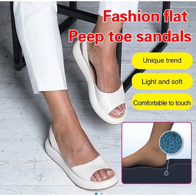 White flat closed toe on sale sandals