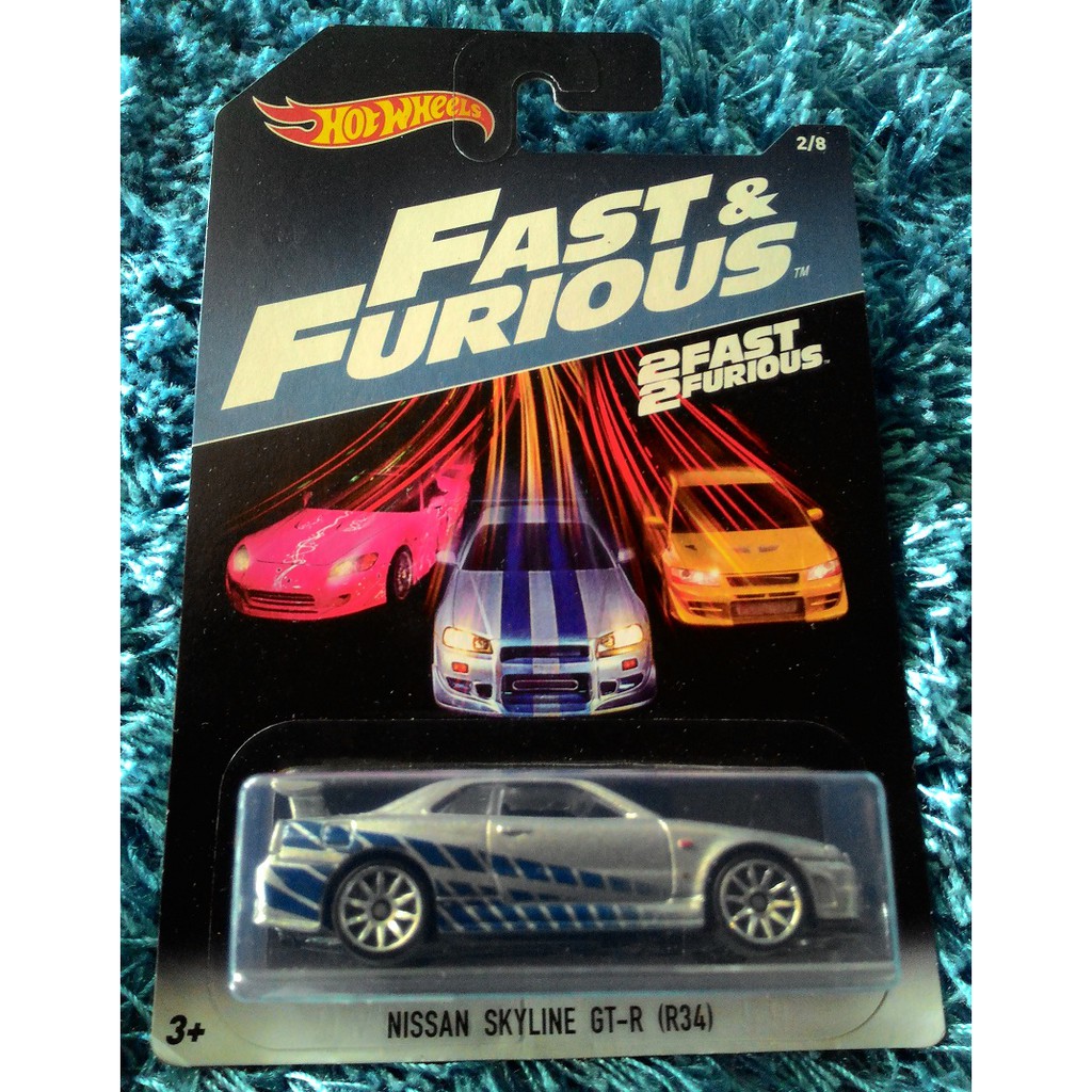 2 Hot Wheels Fast and Furious Nissan Skyline shops GT-R (R34)!!!!!